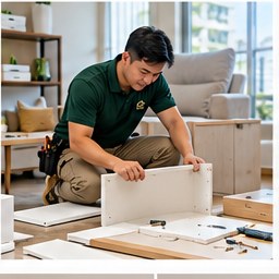 Flat-pack furniture being assembled