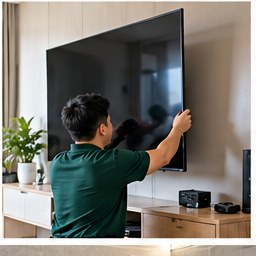Flat-screen TV mounted neatly on a wall